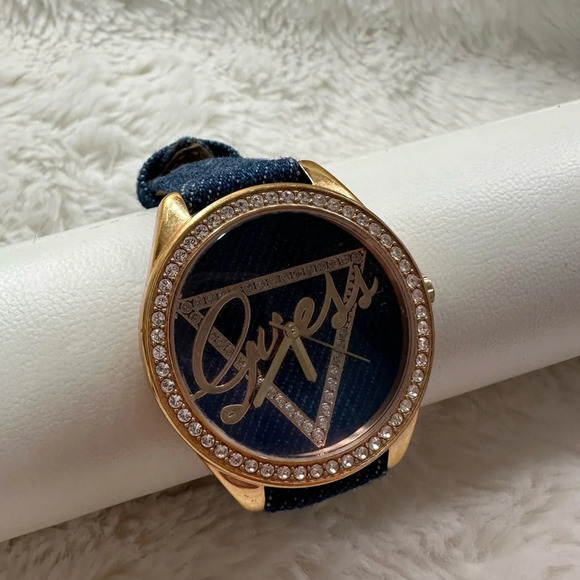 GUESS ROSE GOLD TONE, DARK BLUE DENIM BAND - Picture 6 of 6